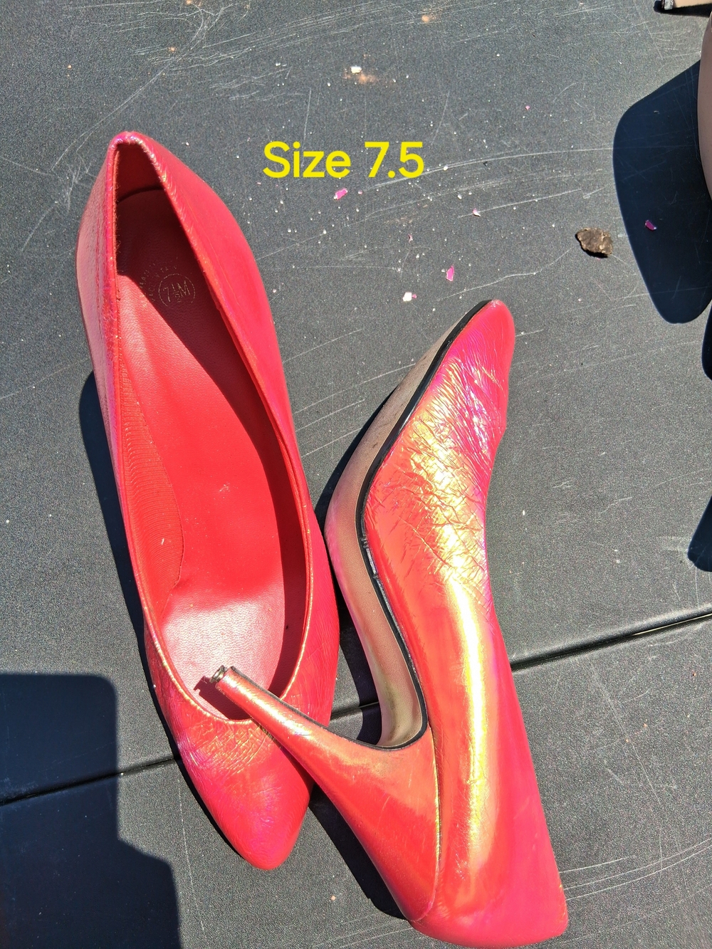 VTG *Never Worn* Red 80's Iridescent Heels